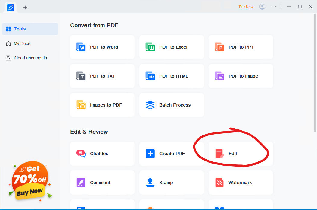 Opening a PDF in LightPDF