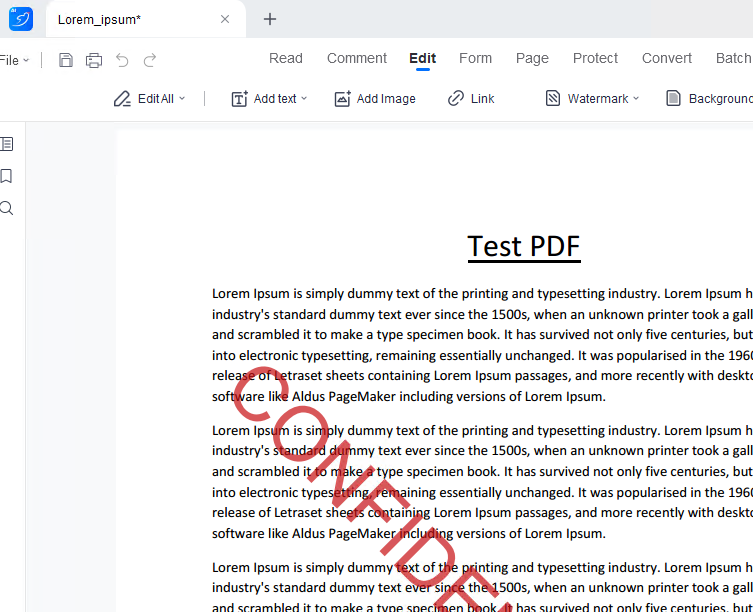 Applying Watermark in LightPDF